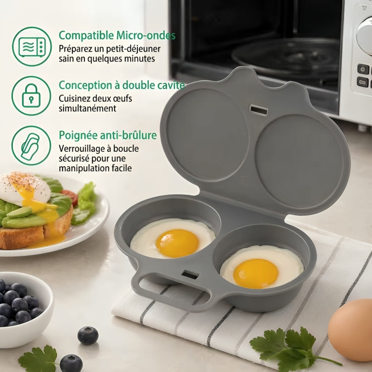 Pocheur d'œufs micro-ondes : compatible micro-ondes, double cavité, poignée anti-brûlure